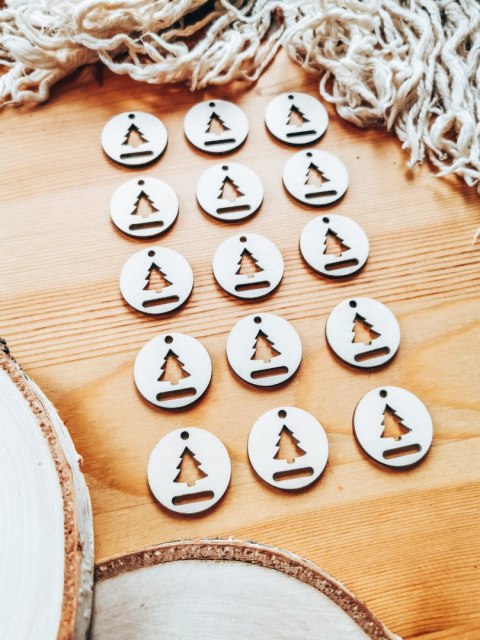 Baza do breloczka (15szt) - koło 3cm - wzór 5 - choinka