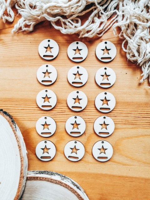 Baza do breloczka (15szt) - koło 3cm - wzór 6 - gwiazda