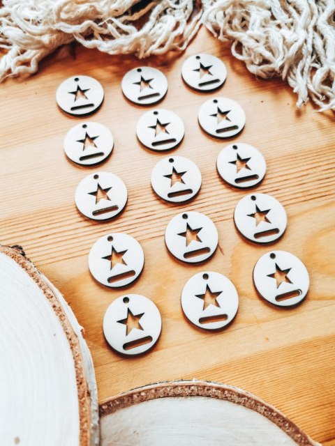 Baza do breloczka (15szt) - koło 3cm - wzór 6 - gwiazda