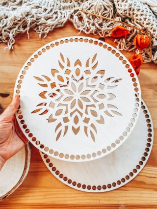 Baza do koszyka (10 wzorów) 2szt dno+wieczko - ażurowa mandala 01 (20+18cm, 30+28cm, 39+37cm) (podstawka, koszyk, taca)