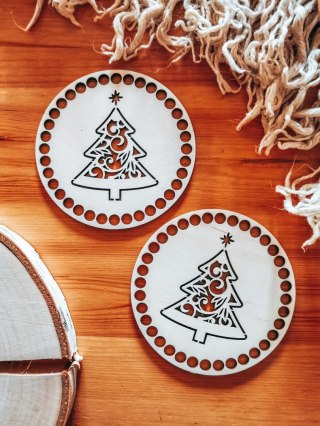 Baza do podstawki, tacy, koszyka (2szt) - GWIAZDKA choinka ażurowa - (podstawka na kubek, koszyk, taca, Boże Narodzenie koń na b