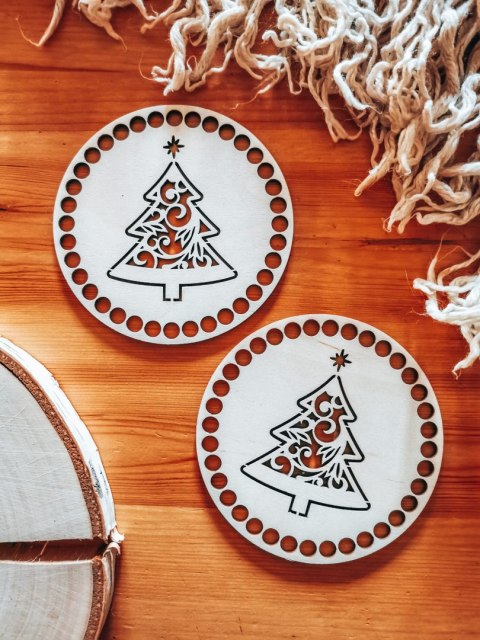 Baza do podstawki, tacy, koszyka (2szt) - GWIAZDKA choinka ażurowa - (podstawka na kubek, koszyk, taca, Boże Narodzenie koń na b