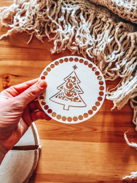 Baza do podstawki, tacy, koszyka (2szt) - GWIAZDKA choinka ażurowa - (podstawka na kubek, koszyk, taca, Boże Narodzenie koń na b