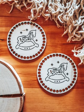 Baza do podstawki, tacy, koszyka (2szt) - GWIAZDKA konik - (podstawka na kubek, koszyk, taca, Boże Narodzenie koń na biegunach)