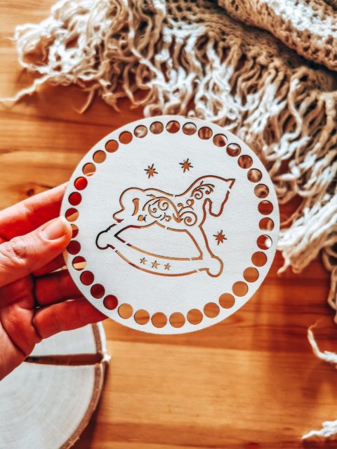 Baza do podstawki, tacy, koszyka (2szt) - GWIAZDKA konik - (podstawka na kubek, koszyk, taca, Boże Narodzenie koń na biegunach)