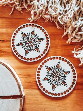 Baza do podstawki, tacy, koszyka (2szt) - GWIAZDKA śnieżynka - (podstawka na kubek, koszyk, taca, Boże Narodzenie)