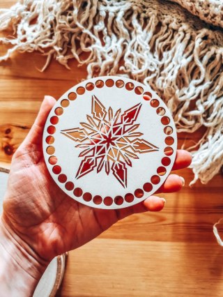 Baza do podstawki, tacy, koszyka (2szt) - GWIAZDKA śnieżynka - (podstawka na kubek, koszyk, taca, Boże Narodzenie)