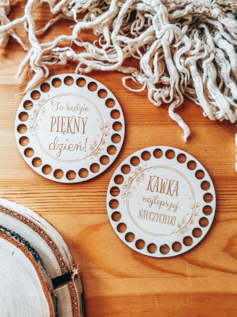 Baza do podstawki, tacy, koszyka (2szt) - Kawka najlepszej nauczycielki + piękny dzień (podstawka na kubek, koszyk, taca)