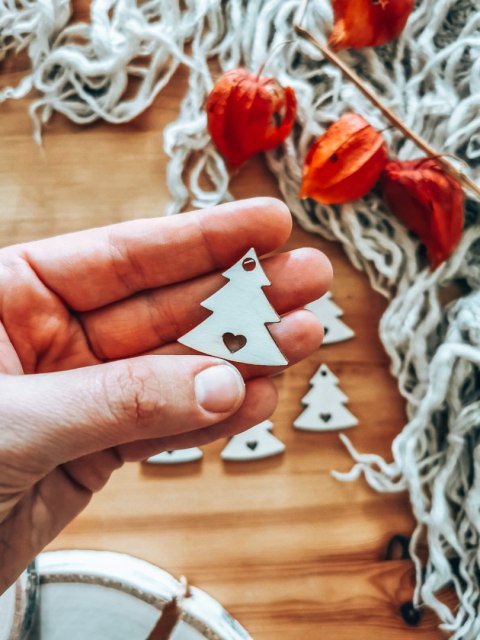 Baza do zawieszki - choinka z sercem (10szt) 3cm - baza do bombki, breloczka - - - (breloka breloczek Gwiazdka Boże Narodzenie b