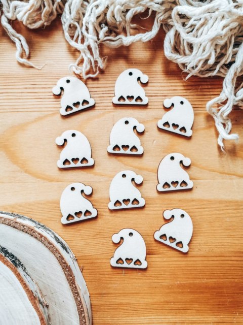 Baza do zawieszki - czapka z sercem (10szt) 3cm - baza do bombki, breloczka - - - (breloka breloczek Gwiazdka Boże Narodzenie bo