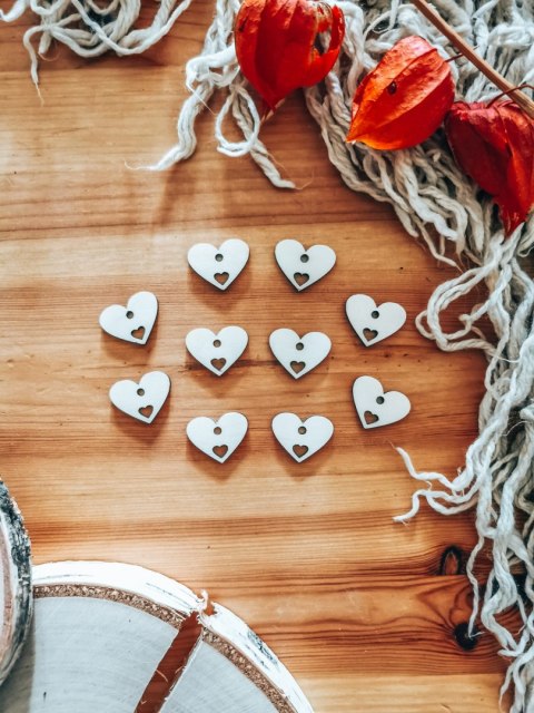 Baza do zawieszki - serce z sercem (10szt) 3cm - baza do bombki, breloczka - - - (breloka breloczek Gwiazdka Boże Narodzenie bom