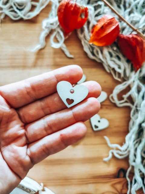 Baza do zawieszki - serce z sercem (10szt) 3cm - baza do bombki, breloczka - - - (breloka breloczek Gwiazdka Boże Narodzenie bom