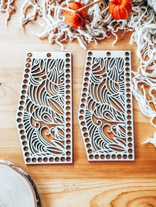 Boki do torebki 10x20cm 2szt - kuferek 03 - ażurowy (baza do torby, brzegi)