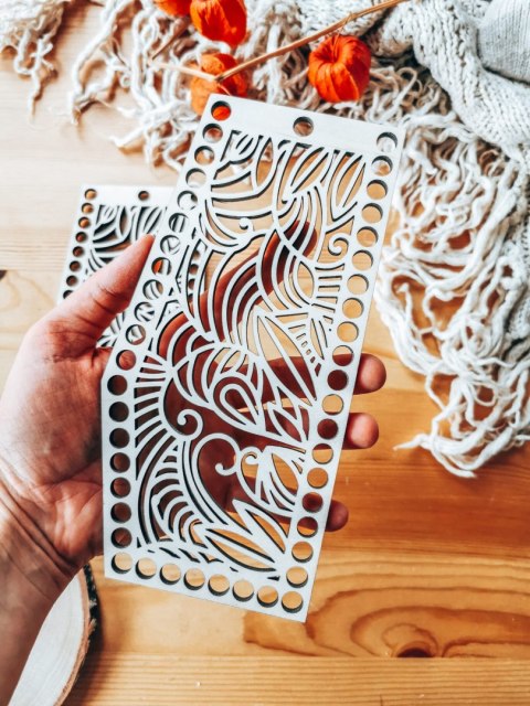 Boki do torebki 10x20cm 2szt - kuferek 03 - ażurowy (baza do torby, brzegi)