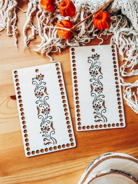 Boki do torebki 10x20cm 2szt - kuferek prostokąt 02 - ażurowy (baza do torby, brzegi)