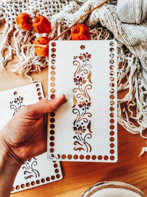 Boki do torebki 10x20cm 2szt - kuferek prostokąt 02 - ażurowy (baza do torby, brzegi)