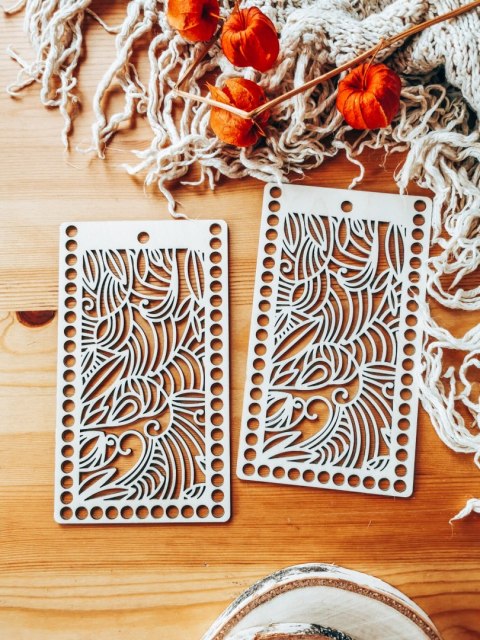 Boki do torebki 10x20cm 2szt - kuferek prostokąt 03 - ażurowy (baza do torby, brzegi)