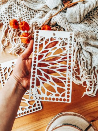 Boki do torebki 10x20cm 2szt - kuferek prostokąt 04 - ażurowy (baza do torby, brzegi)