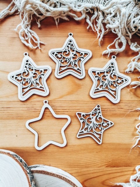 Bombka 2w1 - AŻUR 02 - gwiazda (4szt obręcz + środek) - - - ( baza ażurowa gwiazdka do bombek z makramy, bombki bazy ażurowe, an