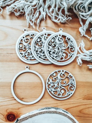 Bombka 2w1 - AŻUR 02 - koło (4szt obręcz + środek) - - - ( baza ażurowa do bombek z makramy, bombki bazy ażurowe, aniołek do ani