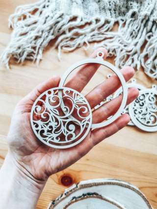 Bombka 2w1 - AŻUR 02 - koło (4szt obręcz + środek) - - - ( baza ażurowa do bombek z makramy, bombki bazy ażurowe, aniołek do ani