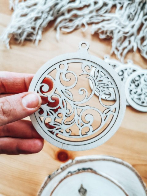 Bombka 2w1 - AŻUR 02 - koło (4szt obręcz + środek) - - - ( baza ażurowa do bombek z makramy, bombki bazy ażurowe, aniołek do ani