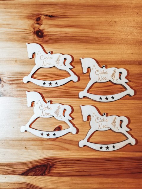 Bombka - KONIK - Cicha Noc (4szt) - - - ( baza ażurowa do bombek z makramy, bombki bazy ażurowe, koń na biegunach)