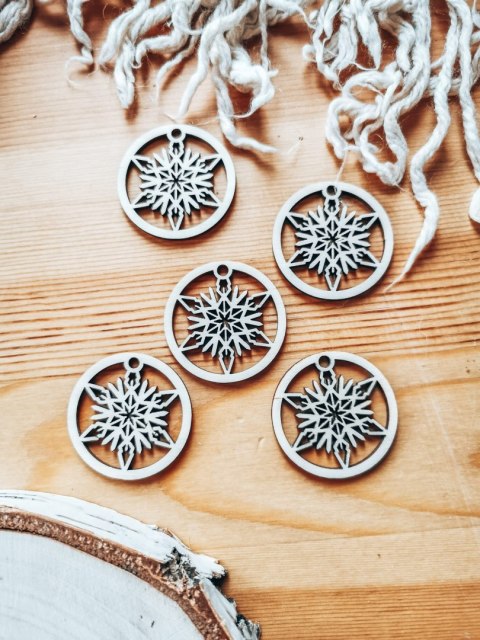 Bombka - mini-bombka Śnieżynka 01 (4cm/8cm) (5szt) - (zawieszka na choinkę baza do bombki zawieszki breloczka breloka breloczek 