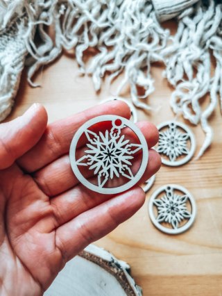 Bombka - mini-bombka Śnieżynka 01 (4cm/8cm) (5szt) - (zawieszka na choinkę baza do bombki zawieszki breloczka breloka breloczek 