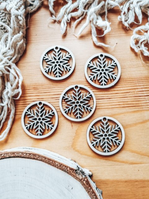 Bombka - mini-bombka Śnieżynka 02 (4cm/8cm) (5szt) - (zawieszka na choinkę baza do bombki zawieszki breloczka breloka breloczek 