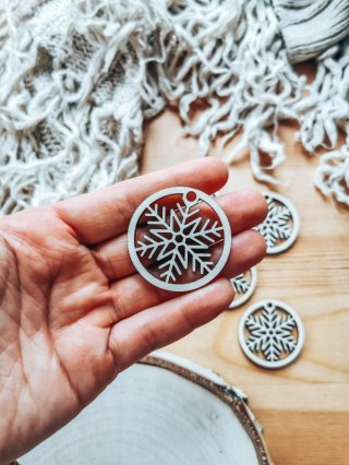 Bombka - mini-bombka Śnieżynka 02 (4cm/8cm) (5szt) - (zawieszka na choinkę baza do bombki zawieszki breloczka breloka breloczek 