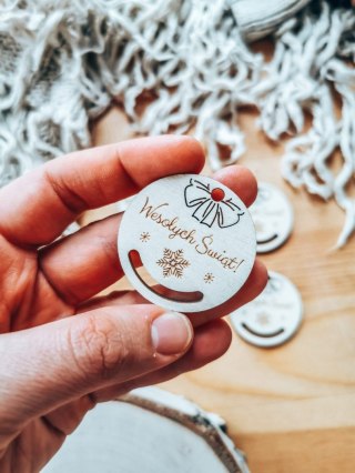 Bombka - mini-bombka Wesołych Świąt (4cm/8cm) (5szt) - (zawieszka na choinkę baza do bombki zawieszki breloczka breloka brelocze