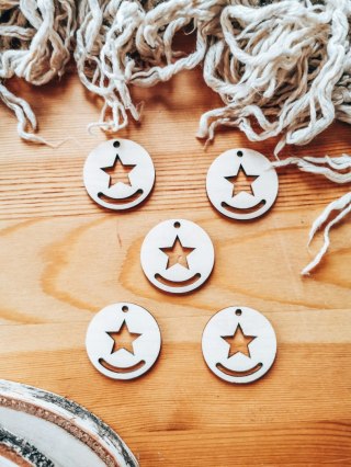 Bombka - mini-bombka z gwiazdką (4cm/8cm) (5szt) - (zawieszka na choinkę baza do bombki zawieszki breloczka breloka breloczek Gw