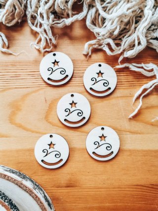 Bombka - mini-bombka z ornamentem 01 (4cm/8cm) (5szt) - (zawieszka na choinkę baza do bombki zawieszki breloczka breloka brelocz