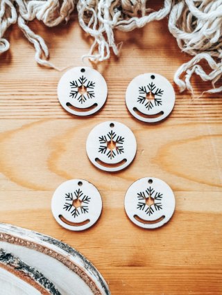 Bombka - mini-bombka ze śnieżynką (4cm/8cm) (5szt) - (zawieszka na choinkę baza do bombki zawieszki breloczka breloka breloczek 