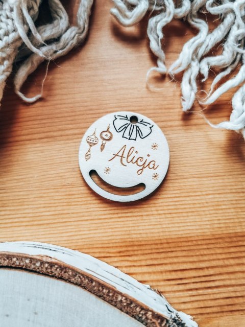 Bombka z imieniem - MINI 4cm - Bombeczki 01 - - - (dowolny tekst, imienna, imienne bombki i zawieszki firmowe z LOGO, do makramy