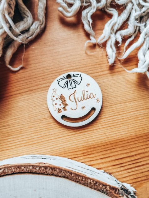 Bombka z imieniem - MINI 4cm - Choinka - - - (dowolny tekst, imienna, imienne bombki i zawieszki firmowe z LOGO, do makramy)