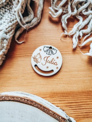 Bombka z imieniem - MINI 4cm - Świeca - - - (dowolny tekst, imienna, imienne bombki i zawieszki firmowe z LOGO, do makramy)