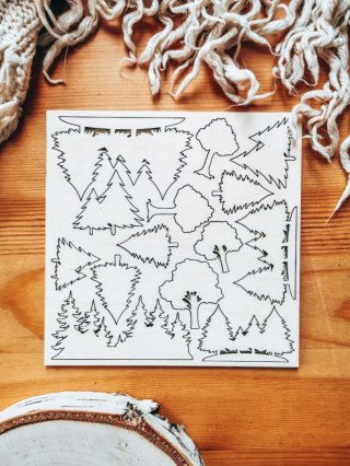 DEKOR - zestaw Drzewa 01 (14,5cm x 14,5cm) - - - (choinka las drzewko drzewo choinki)