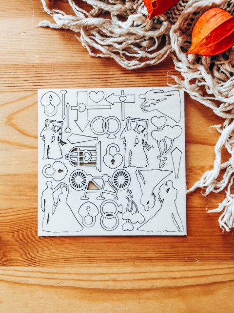 DEKOR - zestaw Ślub i Wesele 01 (14,5cm x 14,5cm) narożniki, ozdobniki