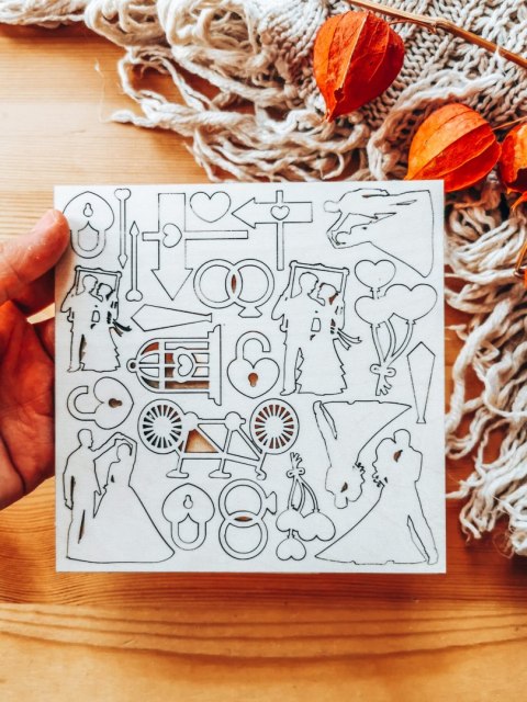 DEKOR - zestaw Ślub i Wesele 01 (14,5cm x 14,5cm) narożniki, ozdobniki