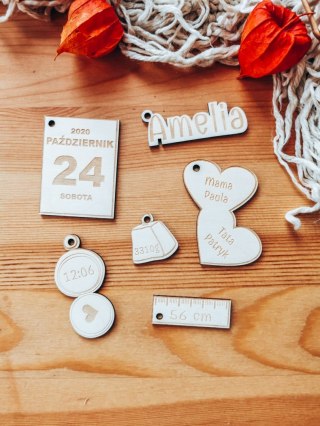 Dekory scrapki do metryczki - aa zestaw 01 (6 elementów) metryczka