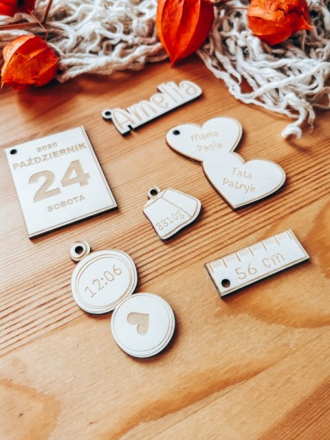 Dekory scrapki do metryczki - aa zestaw 01 (6 elementów) metryczka