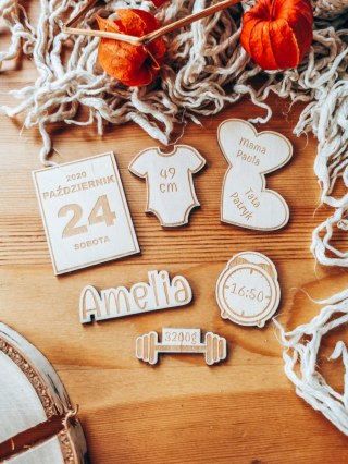 Dekory scrapki do metryczki - aa zestaw 02 (6 elementów) metryczka