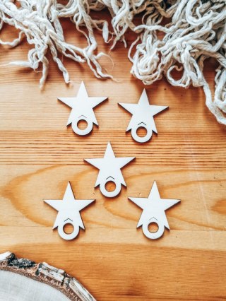 Gwiazda do choinki z makramy (5cm) (5szt) - wzór 01 - - - (gwiazdka gwiazdki na choinkę, baza do bombki bombka zawieszki zawiesz