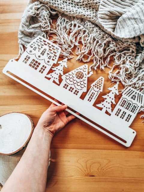 Kalendarz Adwentowy TABLICA - wzór 05 - domki świąteczne