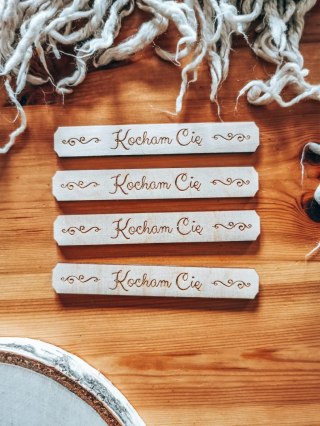 Kocham Cię - TABLICZKA (4szt) 10cm/12cm/14cm (8 wzorów) - - - (na Walentynki Ślub Podziękowanie)