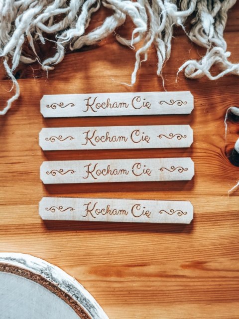 Kocham Cię - TABLICZKA (4szt) 10cm/12cm/14cm (8 wzorów) - - - (na Walentynki Ślub Podziękowanie)