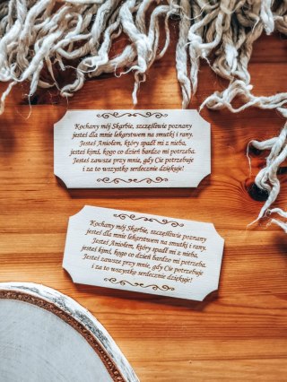 Kochany mój skarbie... wierszyk - TABLICZKA (2szt) 10cm/12cm/14cm - - - (na Ślub, Walentynki, wiersz miłosny walentynkowy)