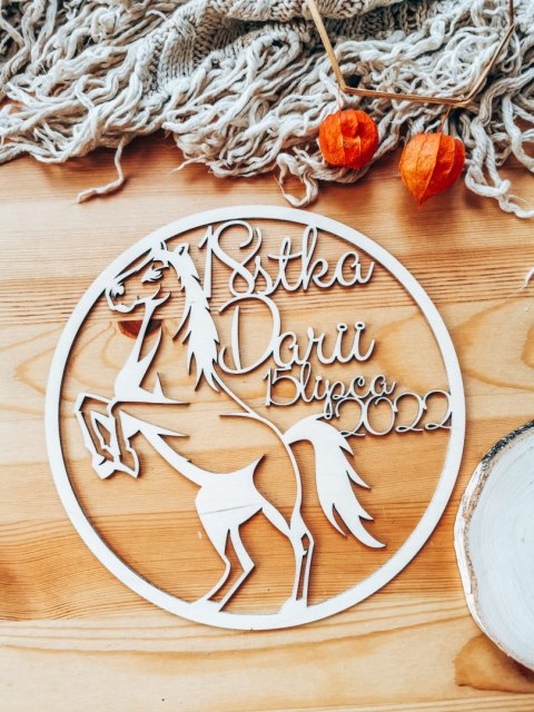 Koło z imieniem - koń - (obręcz imienna z koniem, konik)